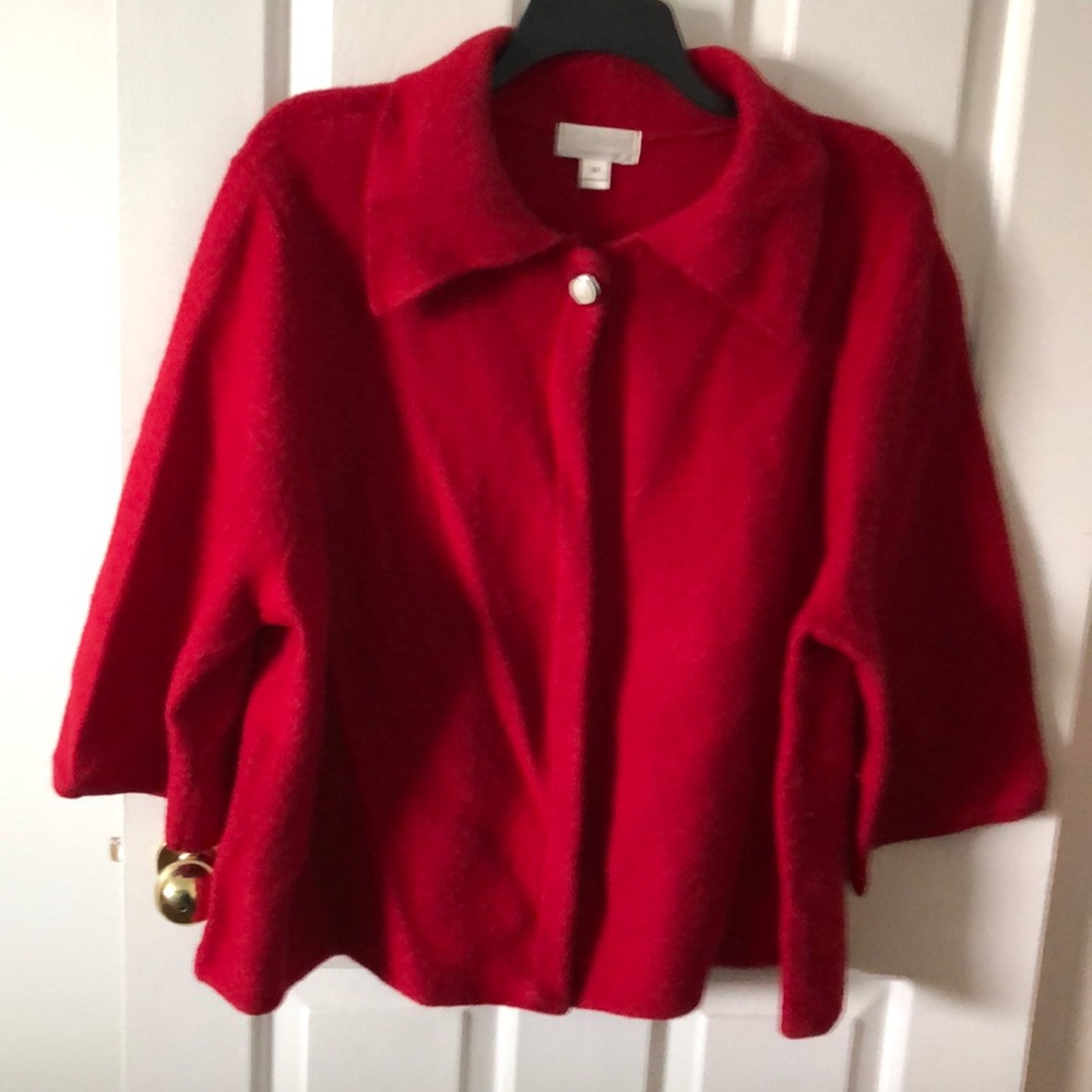 Red 100% wool blazer.